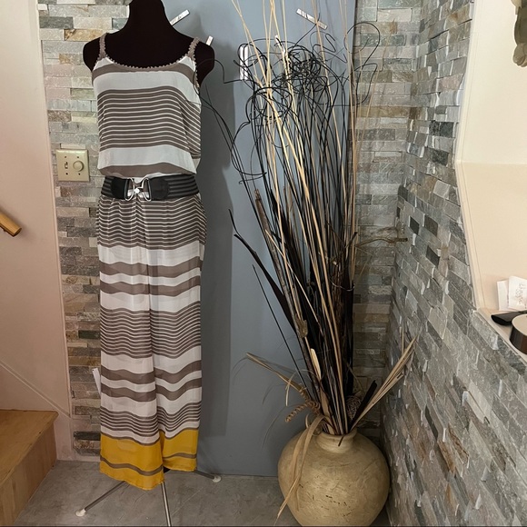 EUC Free People sheer silky striped jumpsuit - Picture 6 of 12